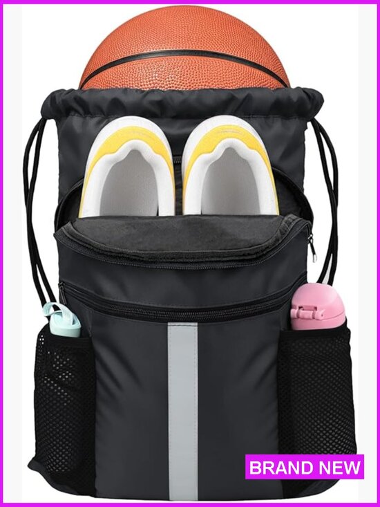 Drawstring Backpack with Shoe Compartment Waterproof Gym Sports Swim Cinch Sack main image 6